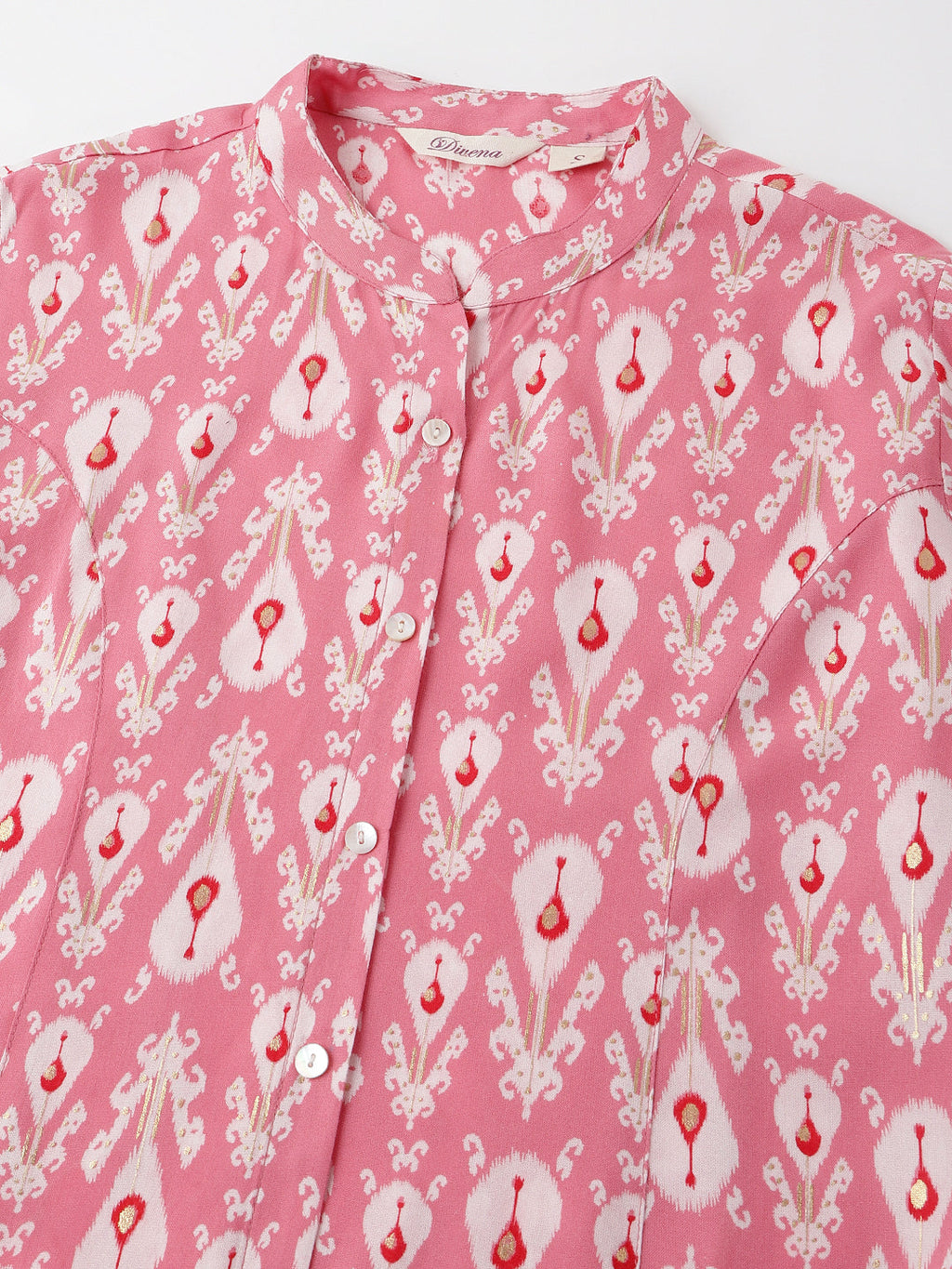 Noe Velarro Pink Floral Print Rayon Regular Top