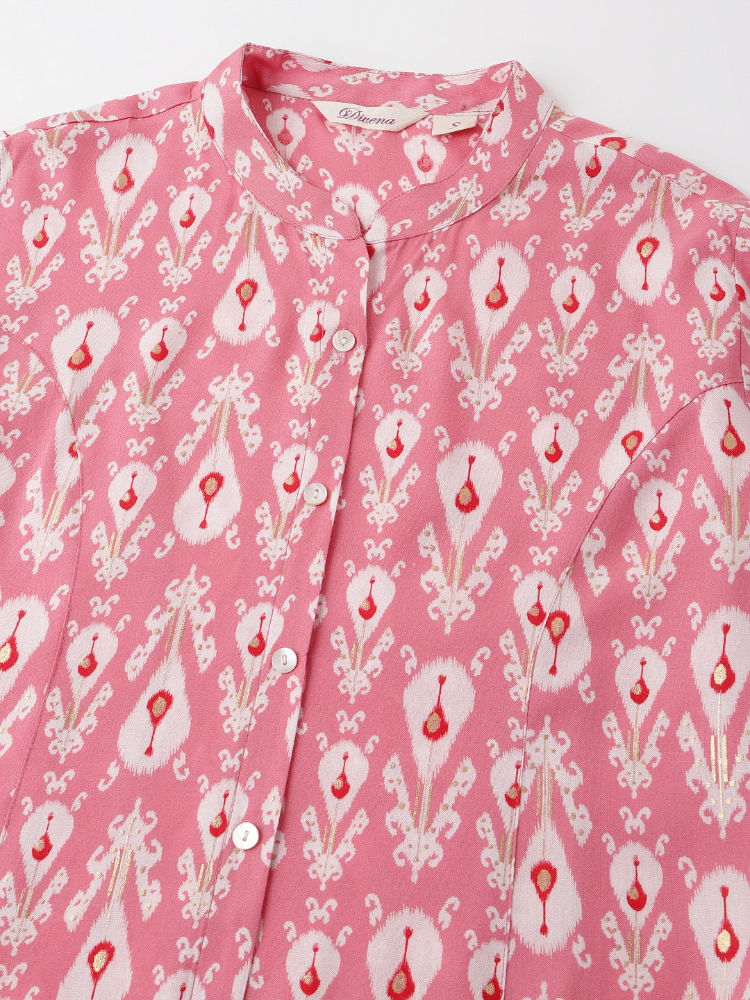 Noe Velarro Pink Floral Print Rayon Regular Top