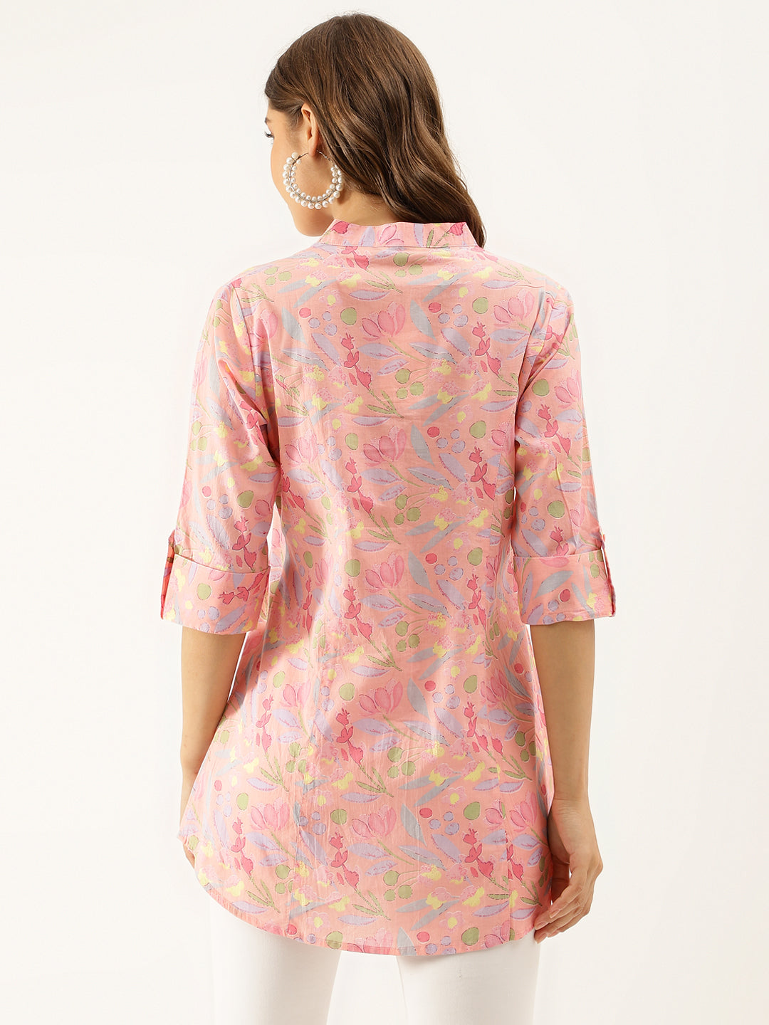 Noe Velarro Pink Multi Colored Floral print Cotton Regular Top