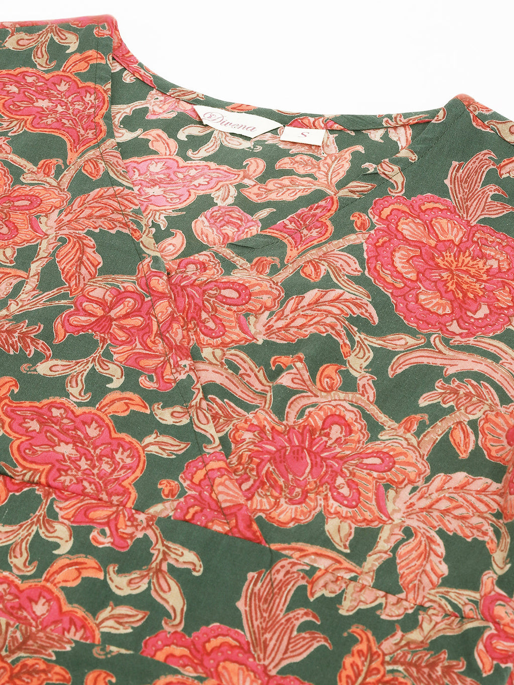 Noe Velarro Grey Pink Floral Printed Cotton Fit & Flare Mini Dress
