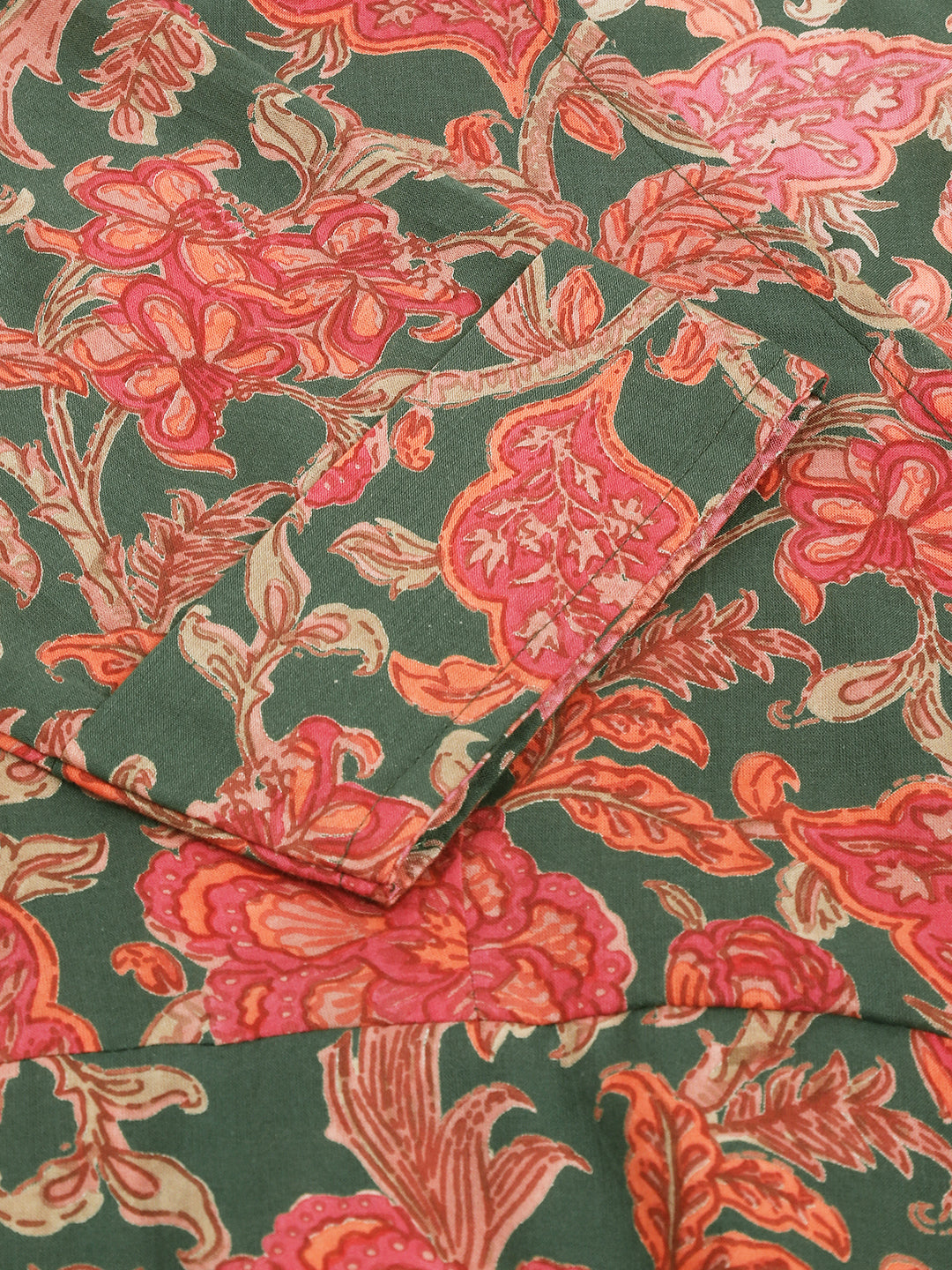 Noe Velarro Grey Pink Floral Printed Cotton Fit & Flare Mini Dress