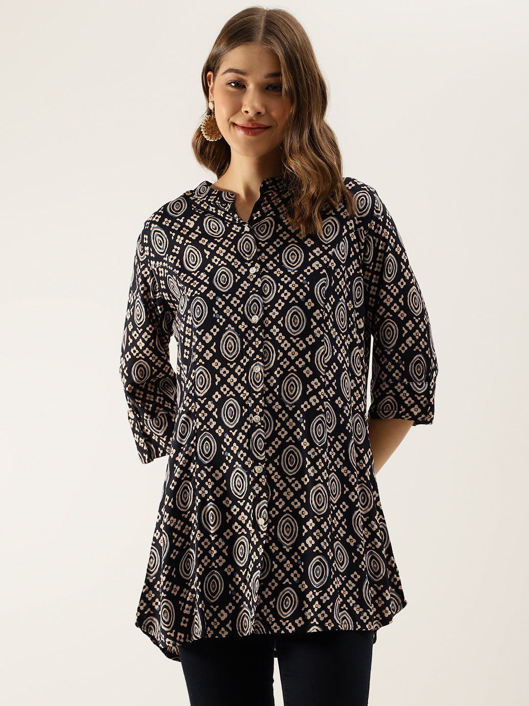 Noe Velarro Black Asymetric Printed  top