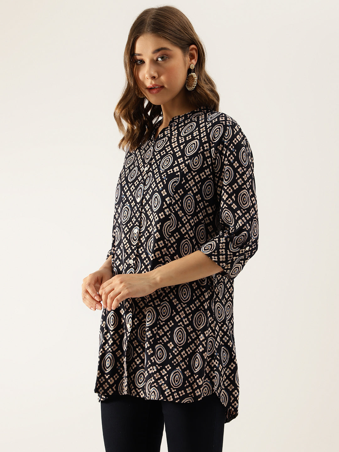 Noe Velarro Black Asymetric Printed  top