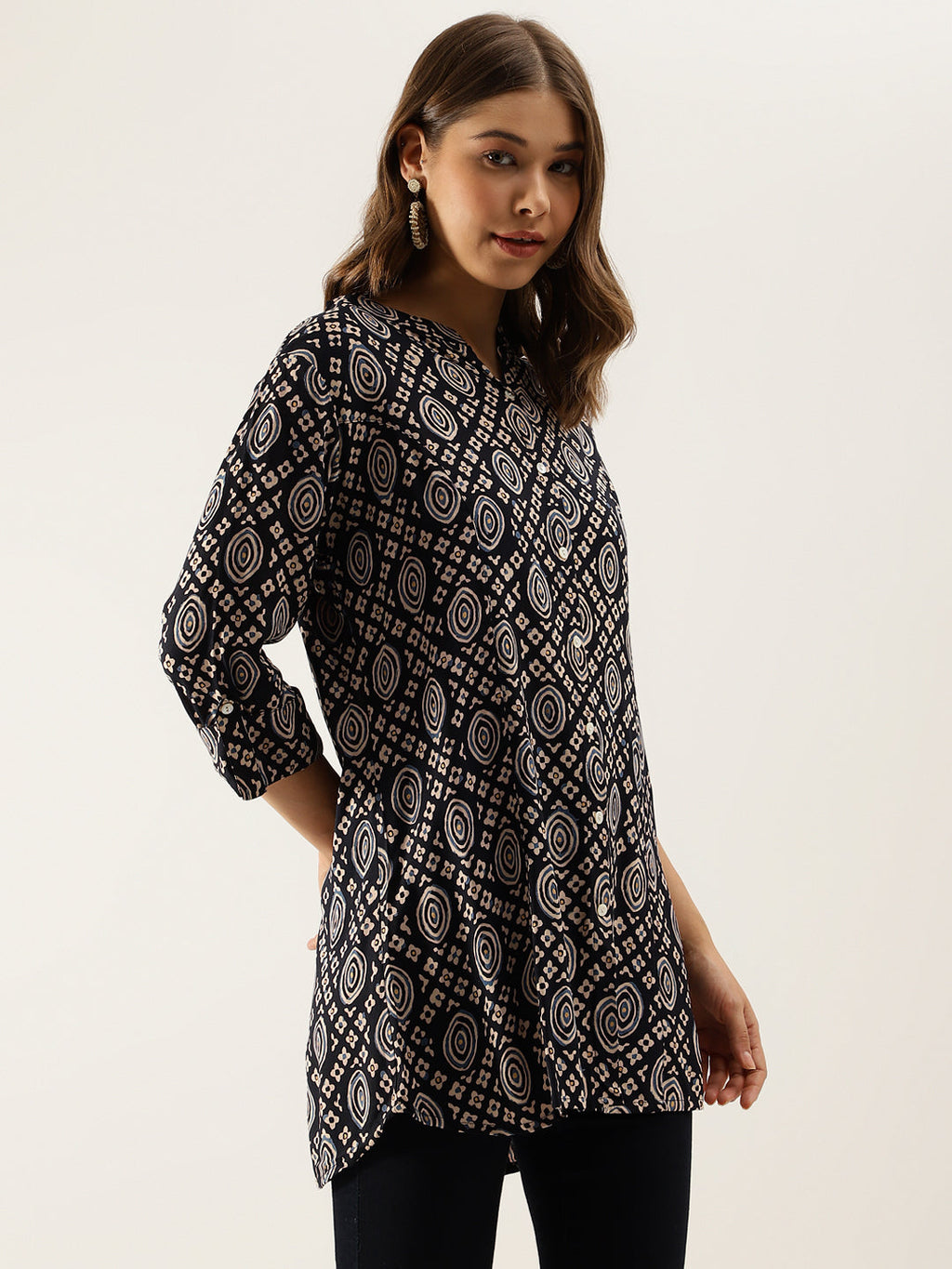 Noe Velarro Black Asymetric Printed  top