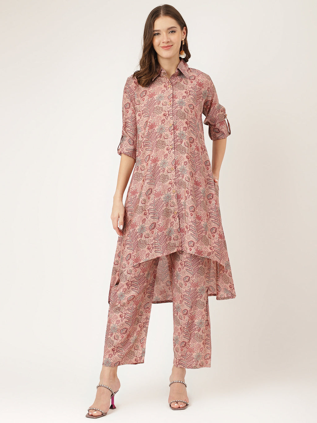Noe Velarro Purple Multi Foil Printed Chanderi  Co-ord Set
