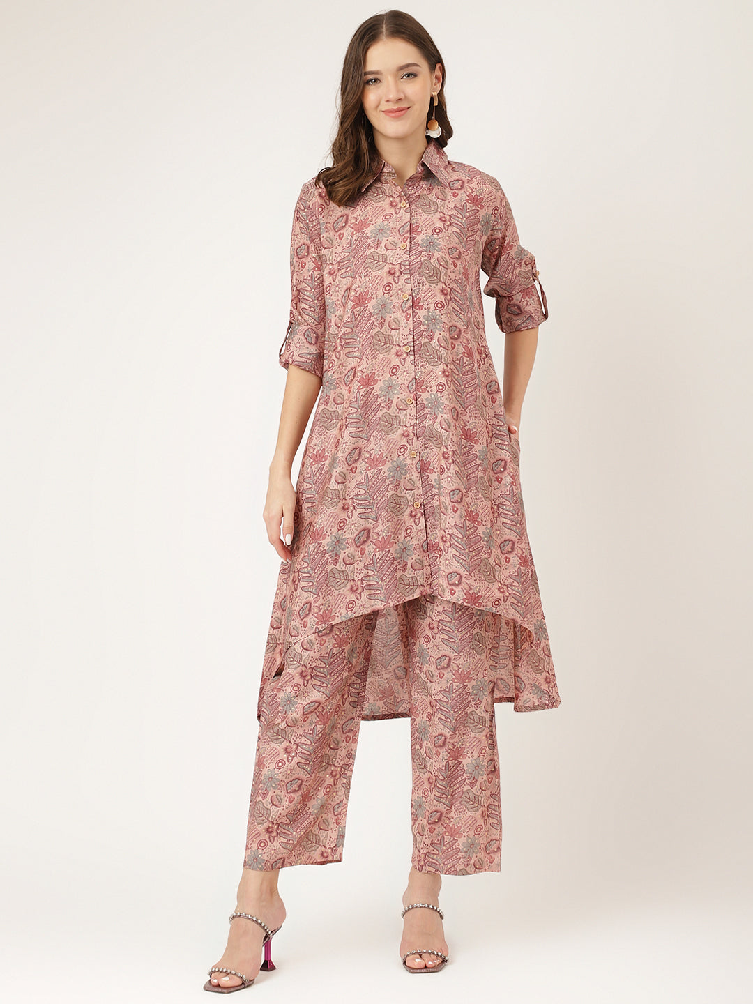 Noe Velarro Purple Multi Foil Printed Chanderi  Co-ord Set