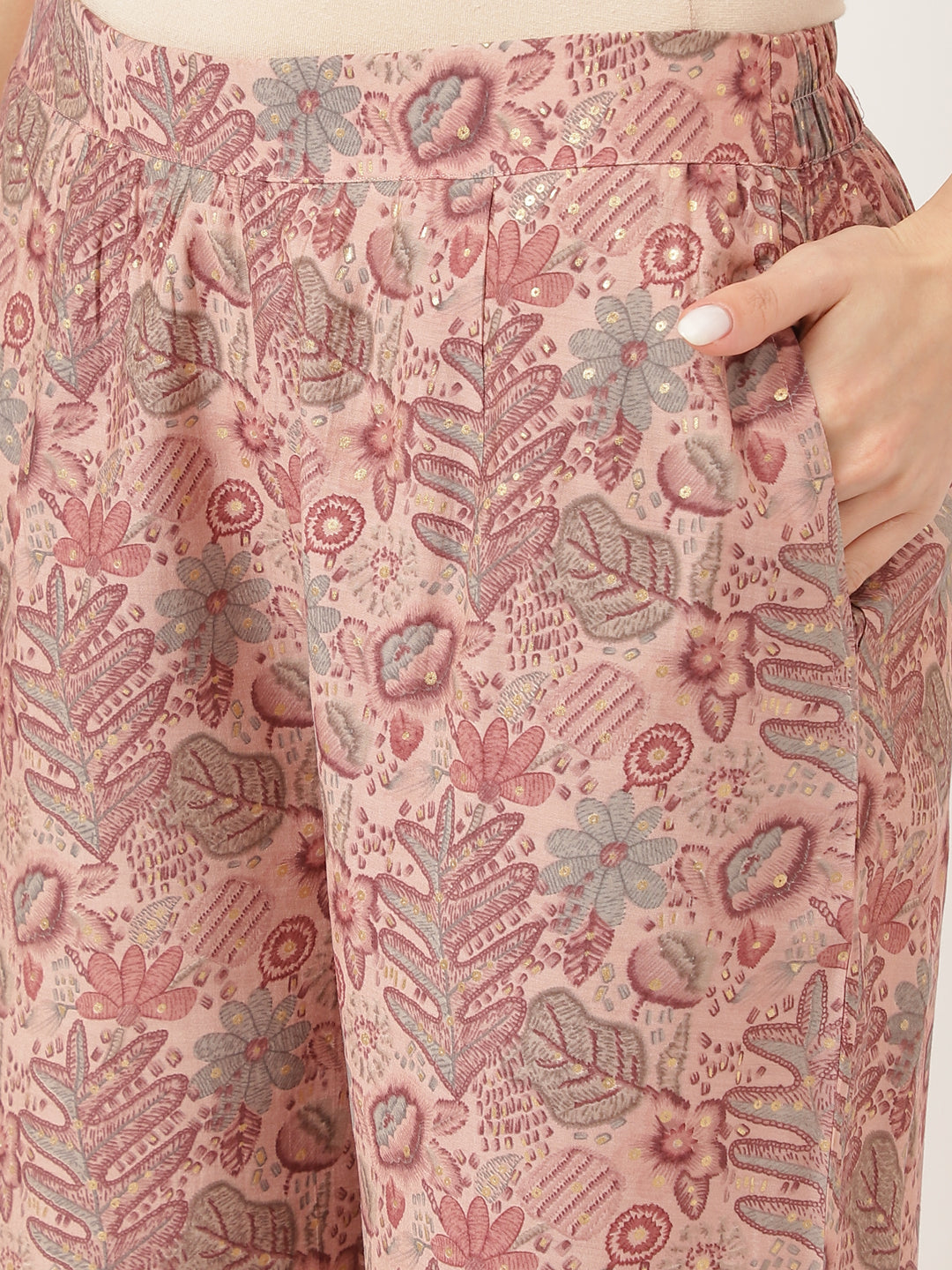 Noe Velarro Purple Multi Foil Printed Chanderi  Co-ord Set