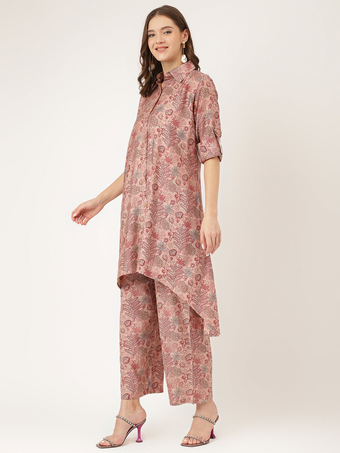 Noe Velarro Purple Multi Foil Printed Chanderi  Co-ord Set