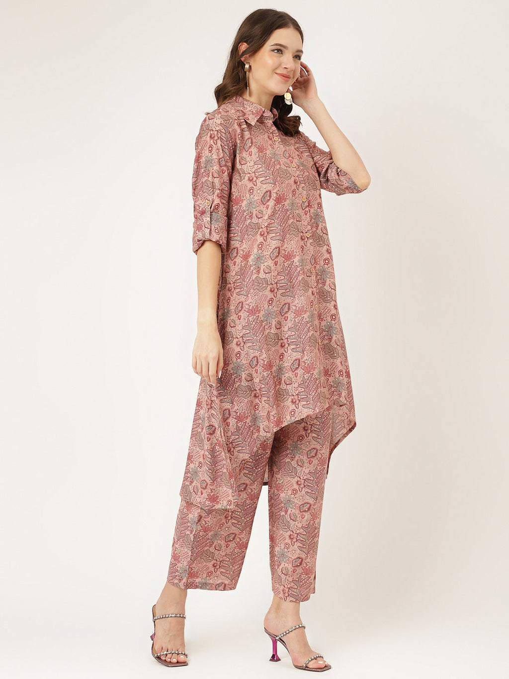 Noe Velarro Purple Multi Foil Printed Chanderi  Co-ord Set