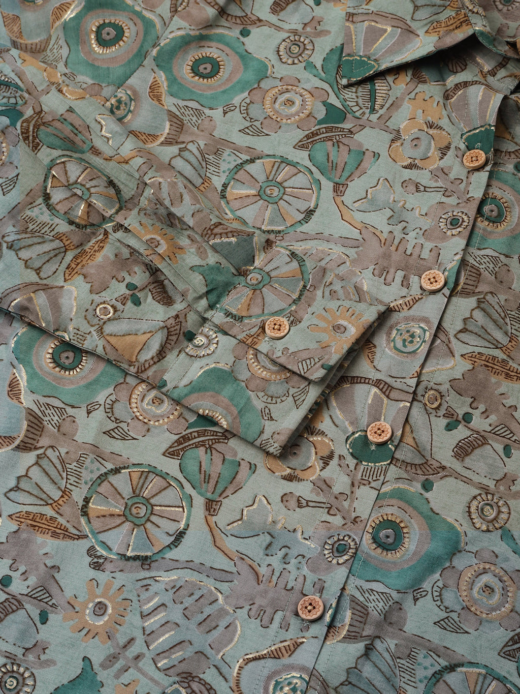 Noe Velarro Blue & Green Foil Printed Chanderi  Co-ord Set