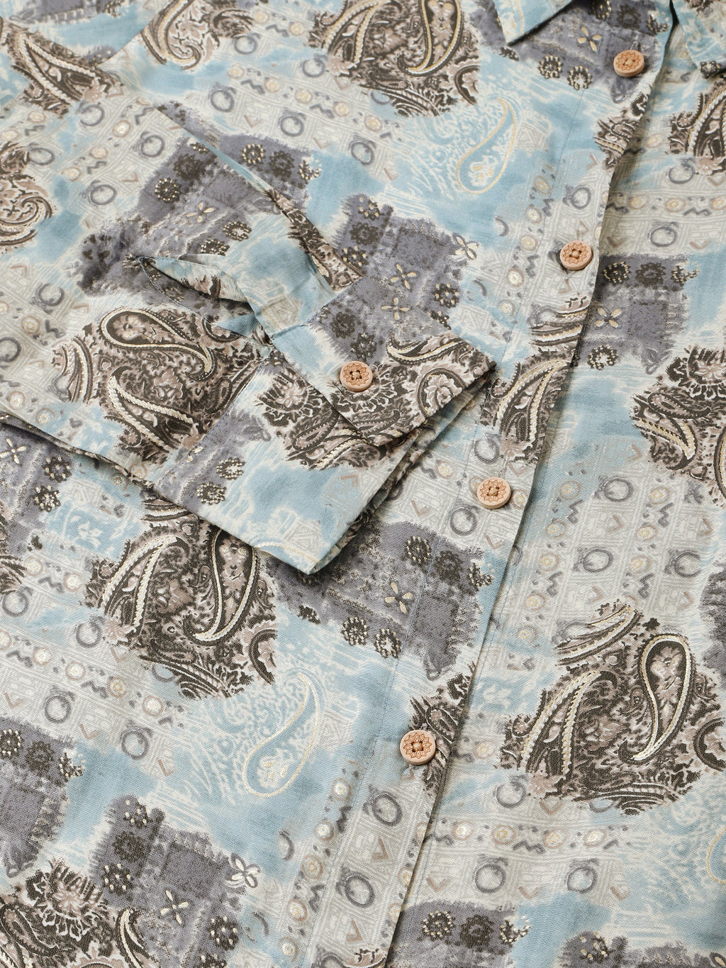 Noe Velarro Blue Foil Printed Chanderi Co-ord Set