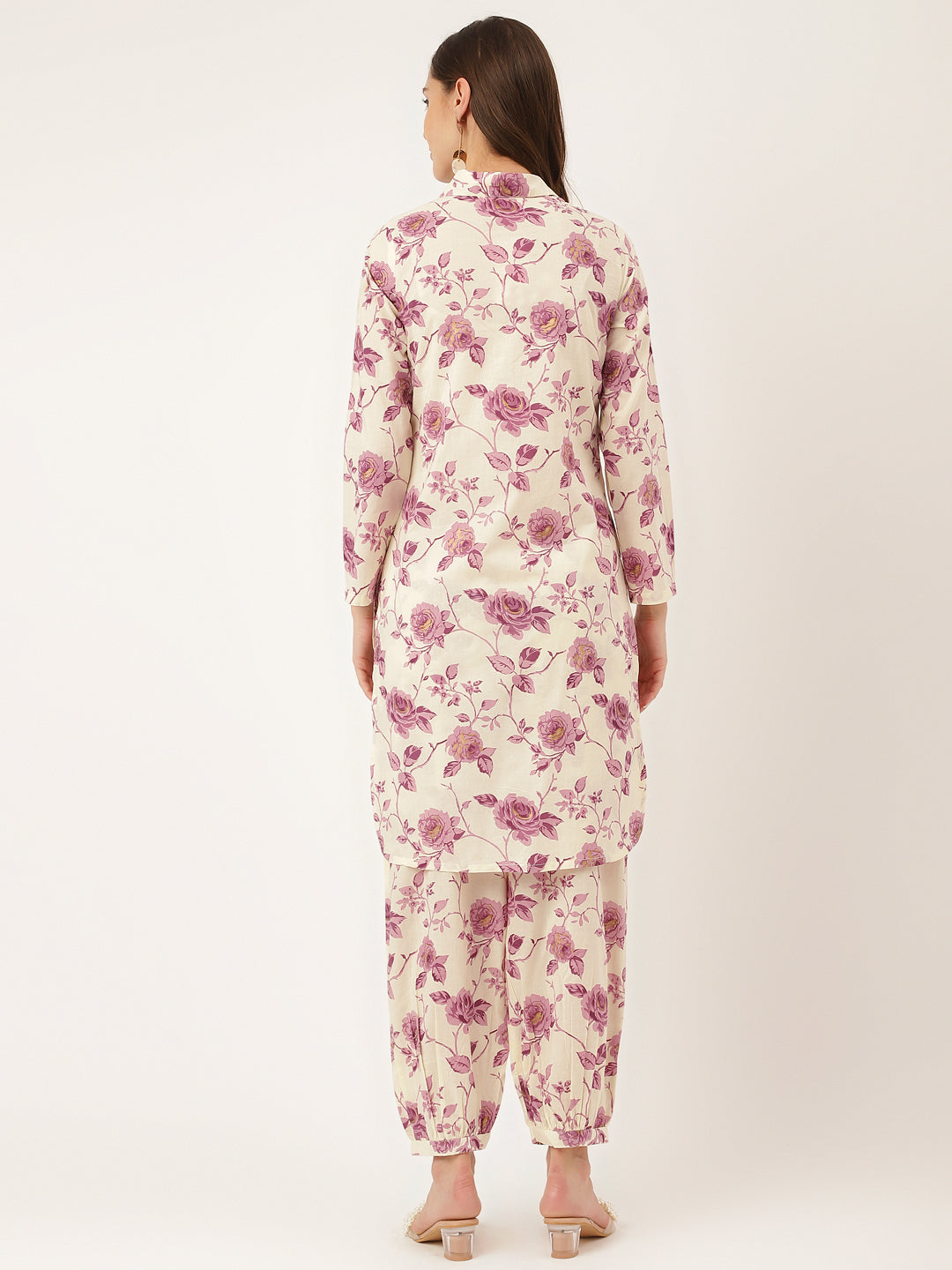 Noe Velarro Purple Floral Print Cotton Co-ord Set