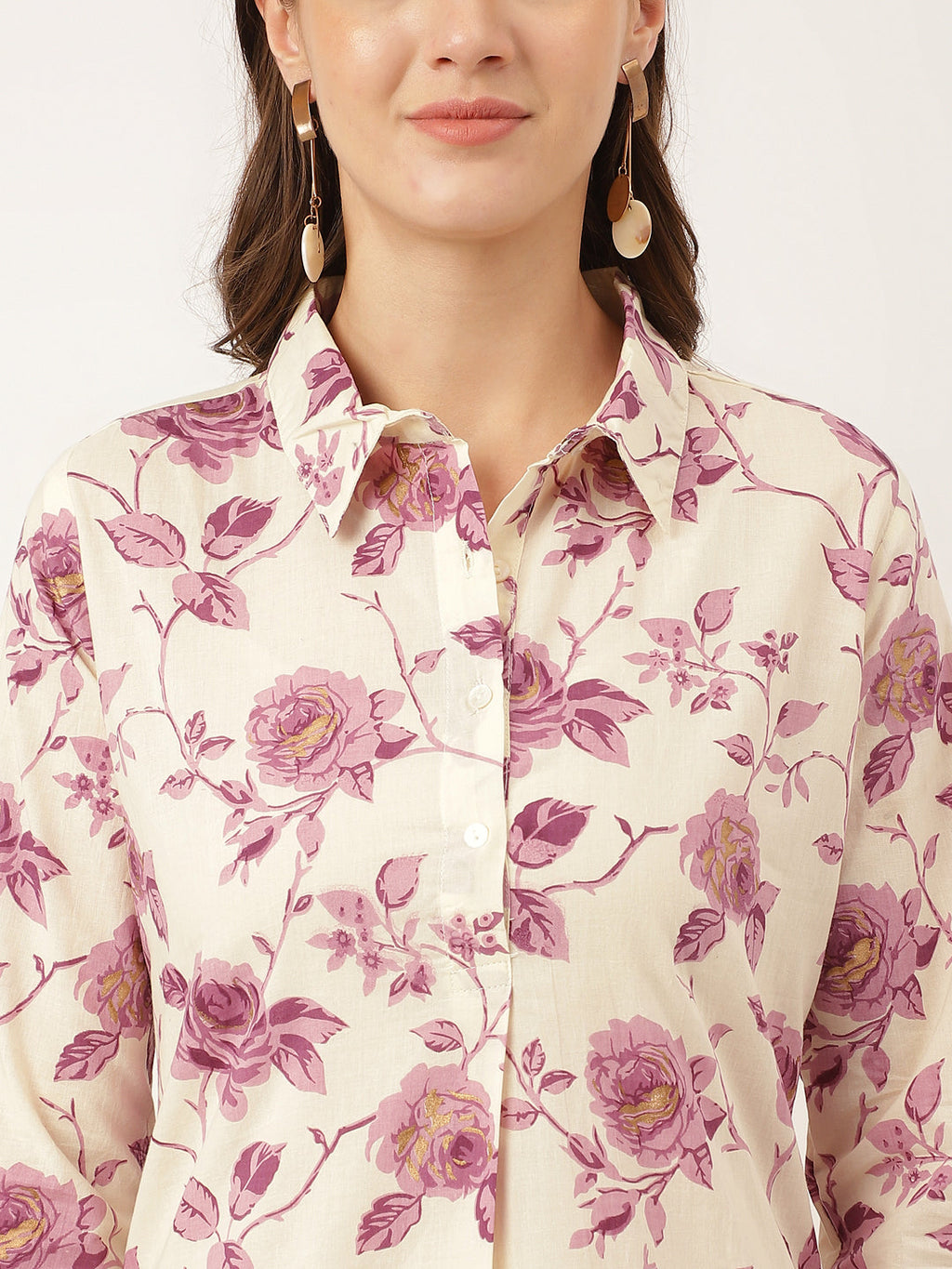 Noe Velarro Purple Floral Print Cotton Co-ord Set