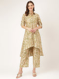 Noe Velarro Green Foil Printed Chanderi Co-ord Set