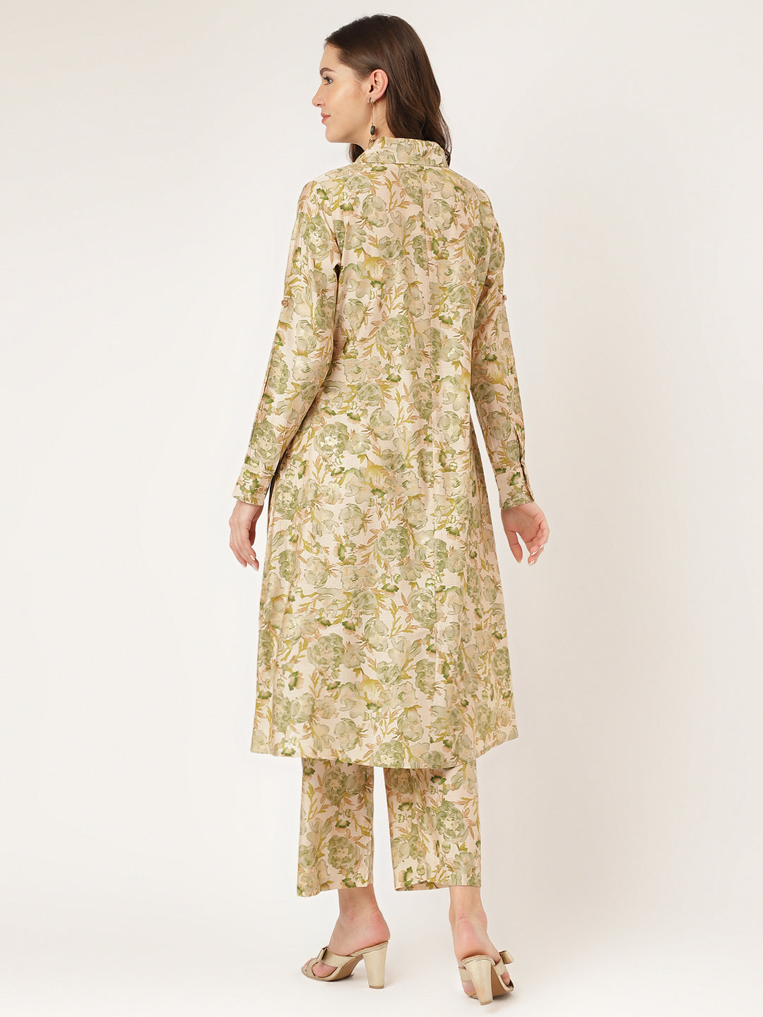 Noe Velarro Green Foil Printed Chanderi Co-ord Set