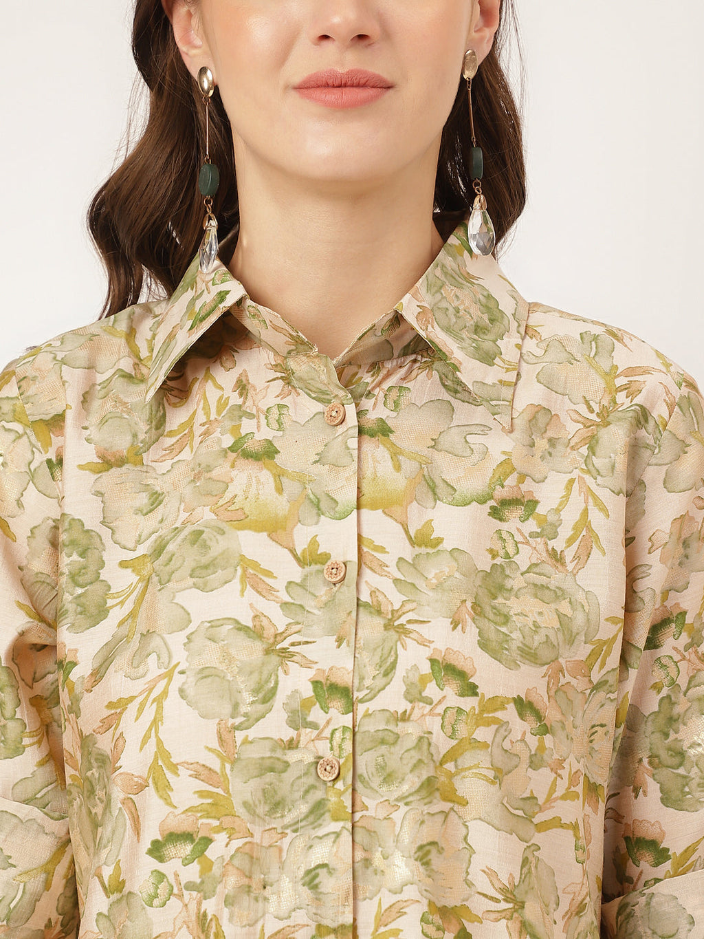 Noe Velarro Green Foil Printed Chanderi Co-ord Set