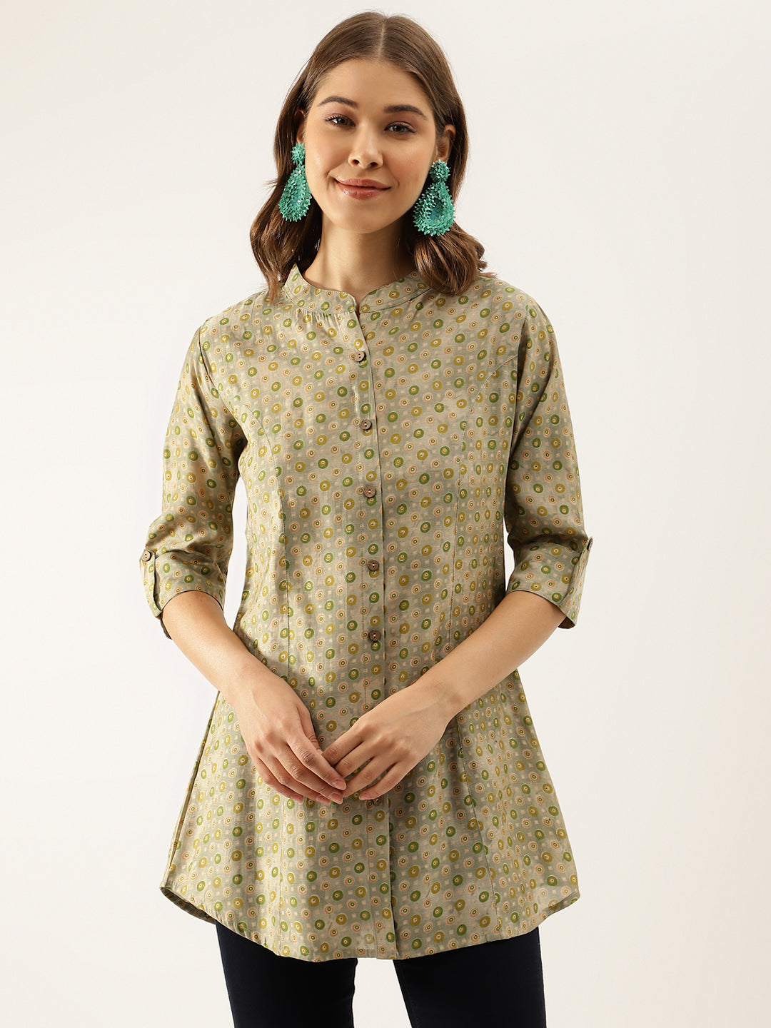 Noe Velarro Green Floral Printed Top