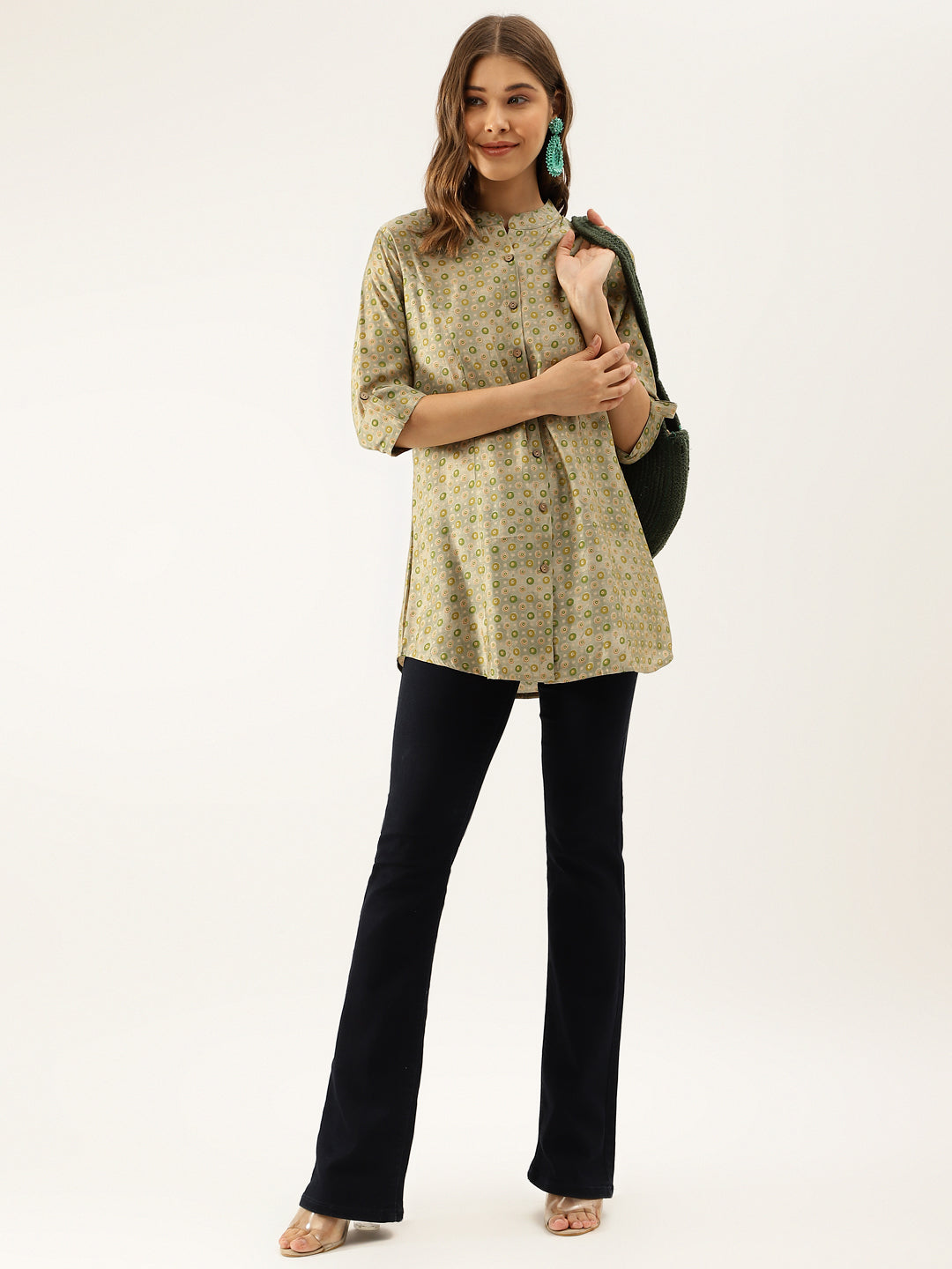 Noe Velarro Green Floral Printed Top