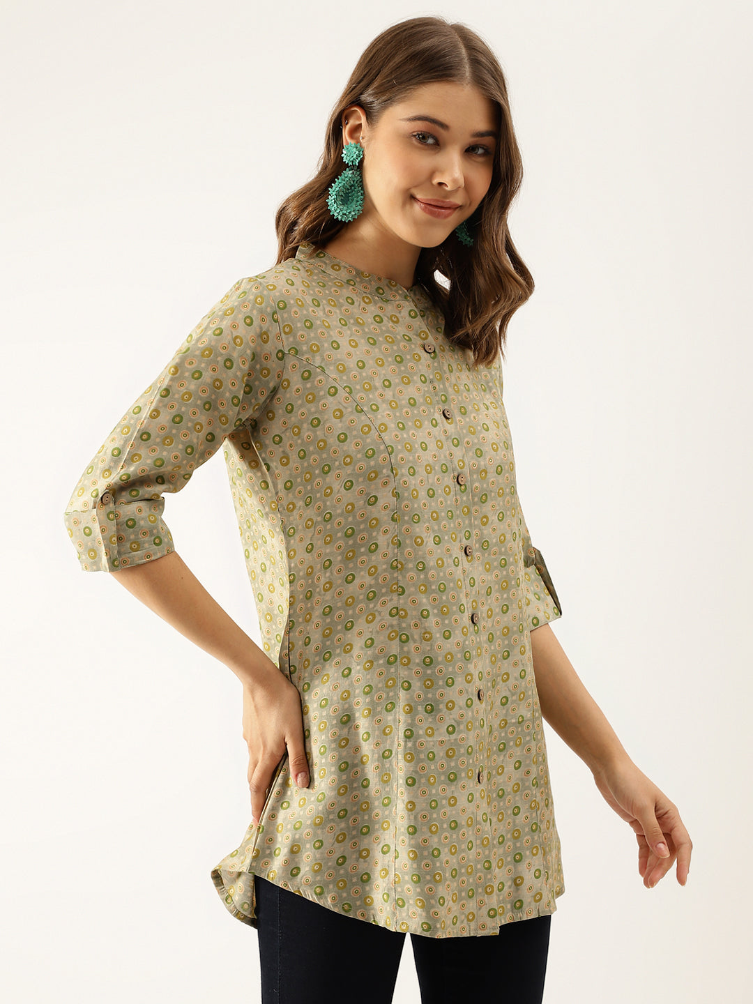 Noe Velarro Green Floral Printed Top
