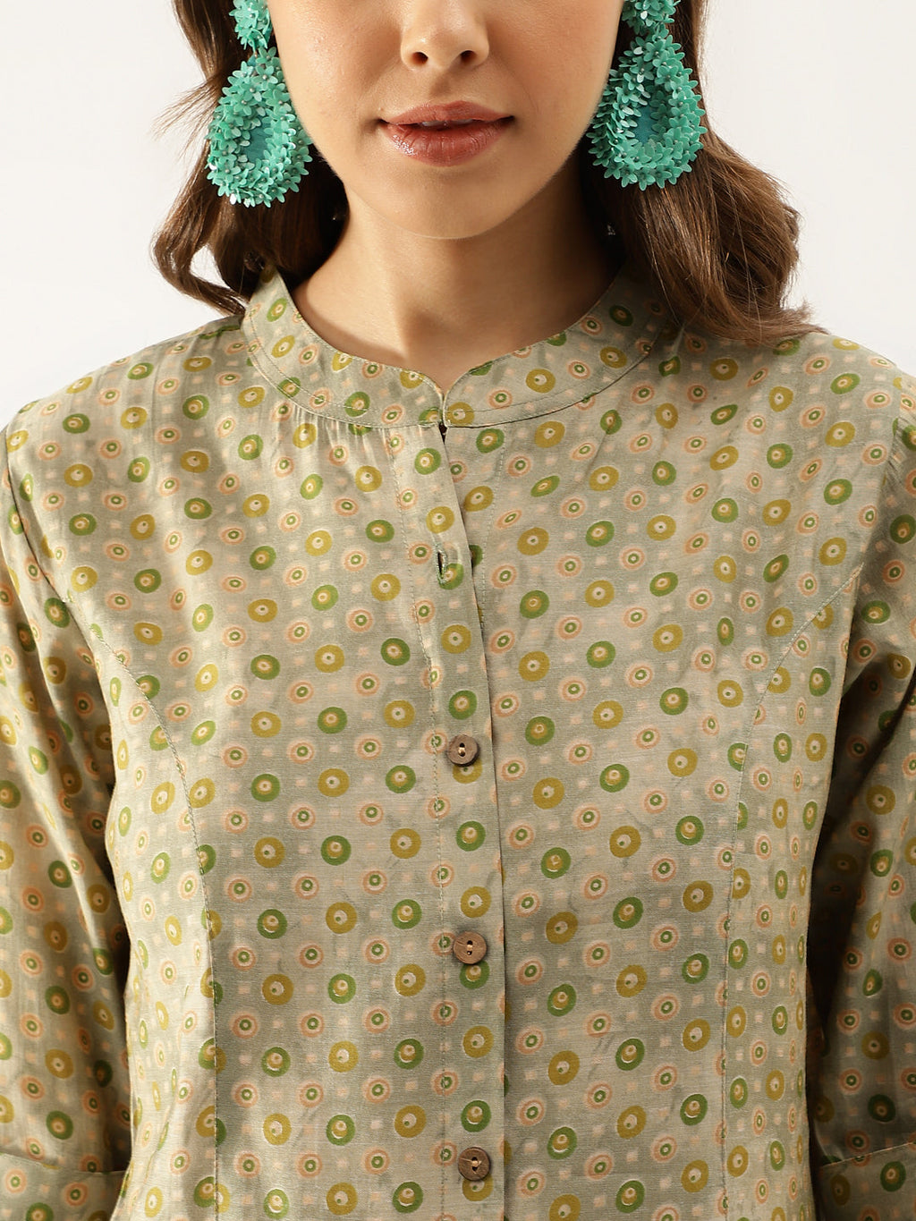 Noe Velarro Green Floral Printed Top
