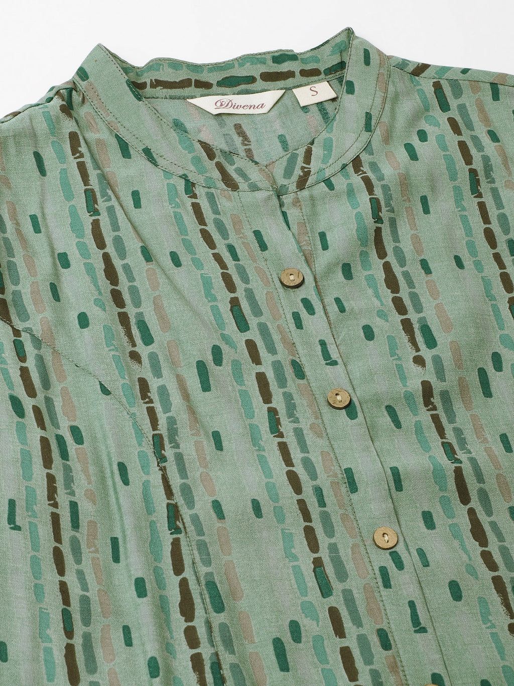 Noe Velarro Green Printed Modal Chanderi Regular Fit Top