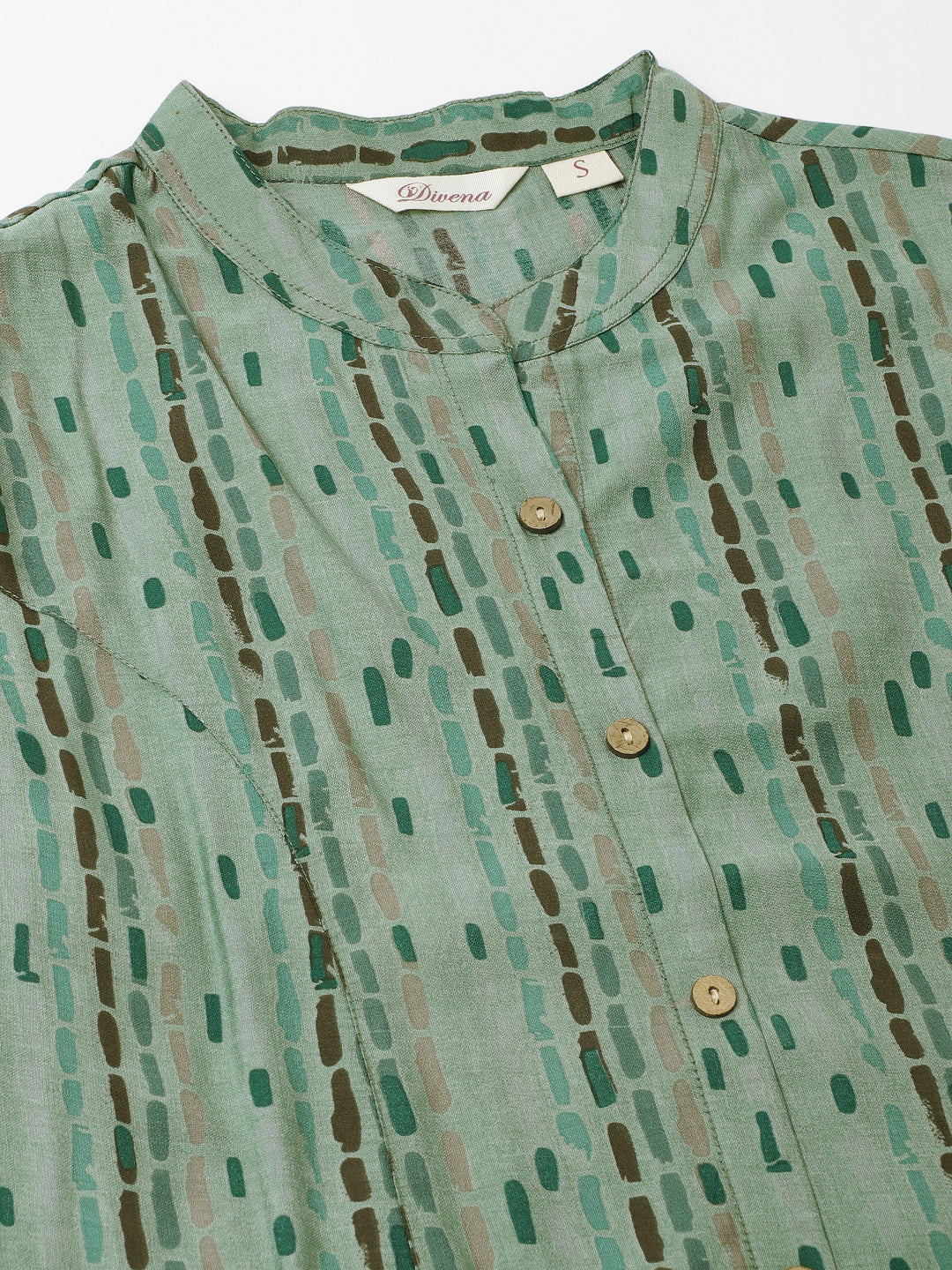 Noe Velarro Green Printed Modal Chanderi Regular Fit Top