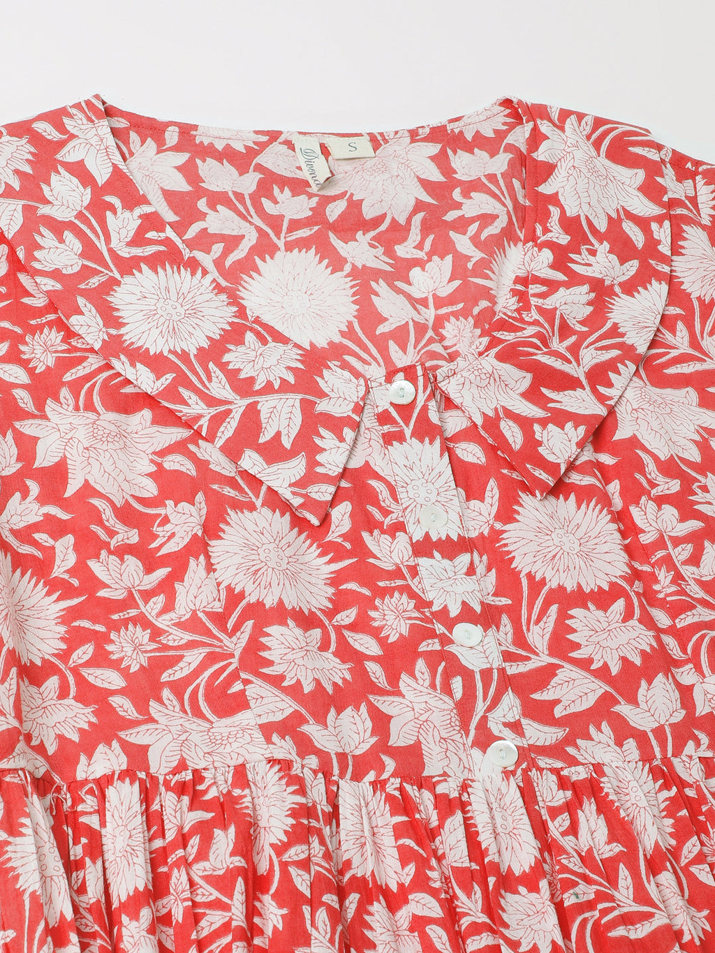 Noe Velarro Pink Floral Printed Cotton Ethnic Dress for Women