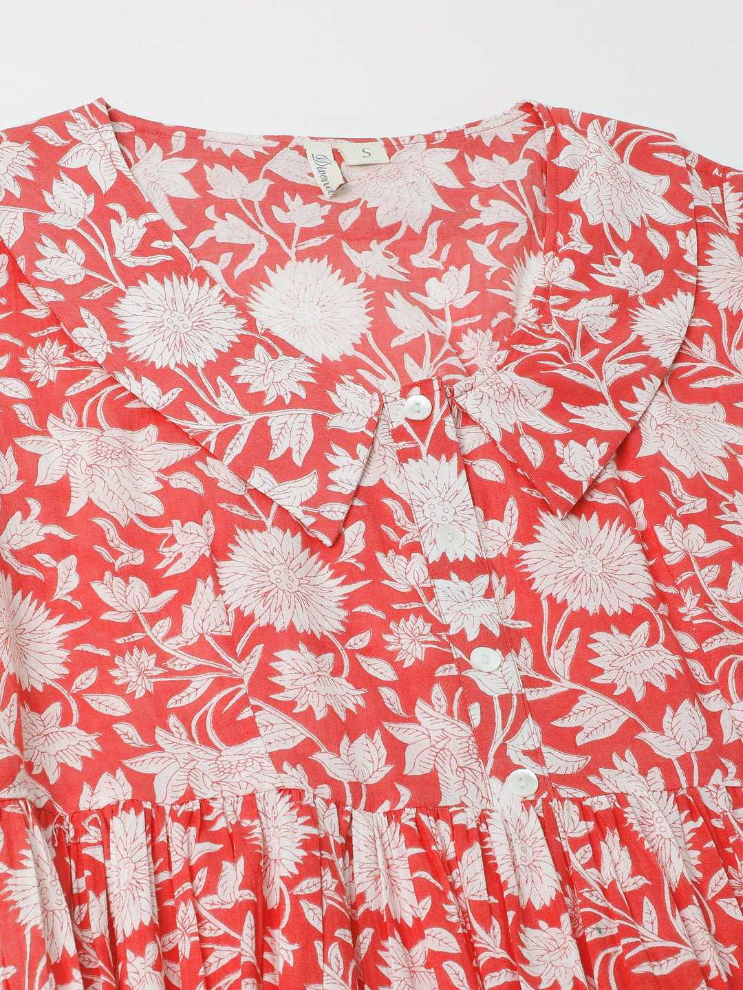 Noe Velarro Pink Floral Printed Cotton Ethnic Dress for Women