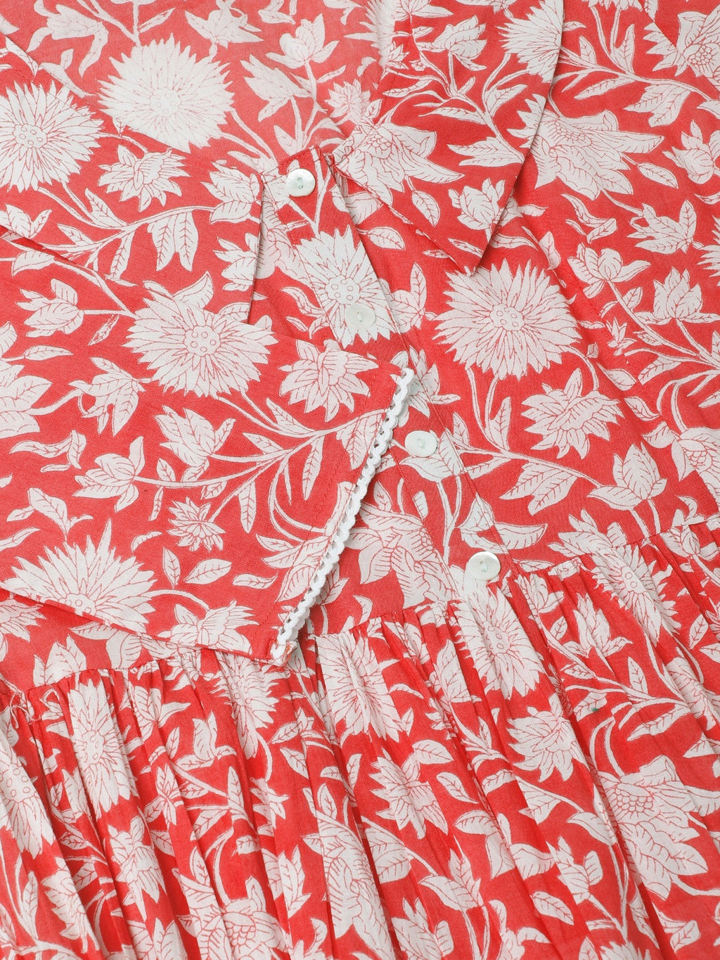 Noe Velarro Pink Floral Printed Cotton Ethnic Dress for Women