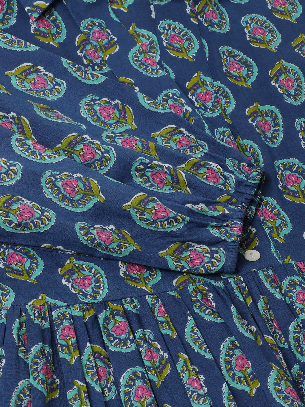 Noe Velarro Blue Paisley Printed Cotton Dress for Women