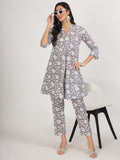 Noe Velarro Grey Floral Printed Cotton Co ord Set
