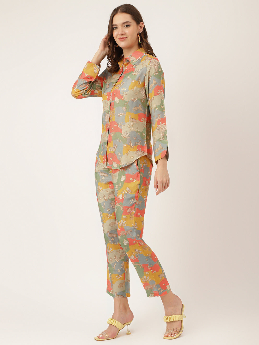 Noe Velarro Multi Color Quirky Print Muslin Co-ord Set