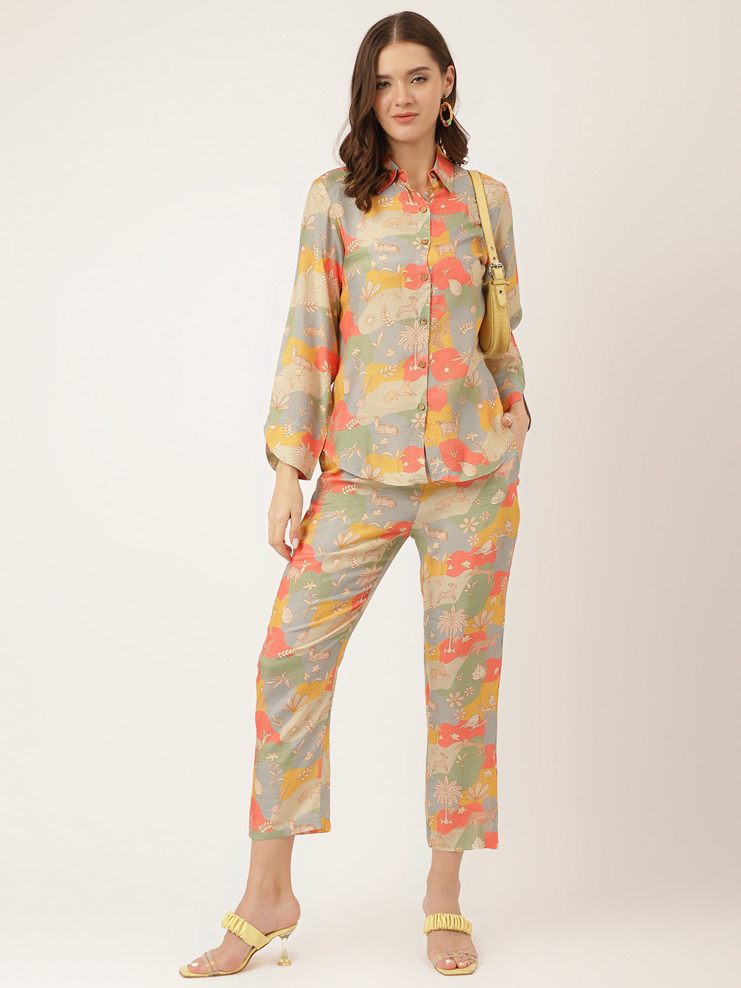 Noe Velarro Multi Color Quirky Print Muslin Co-ord Set