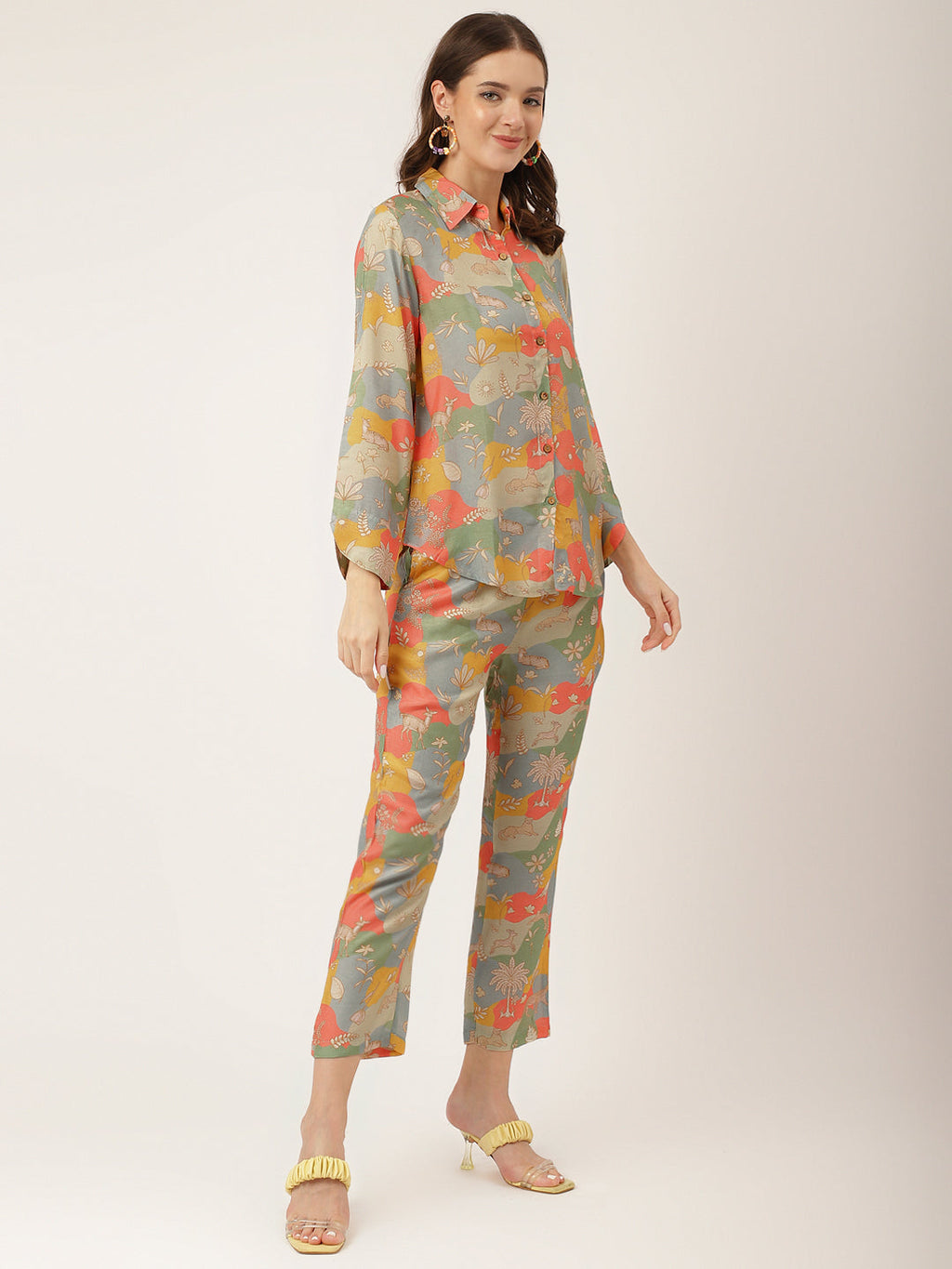 Noe Velarro Multi Color Quirky Print Muslin Co-ord Set