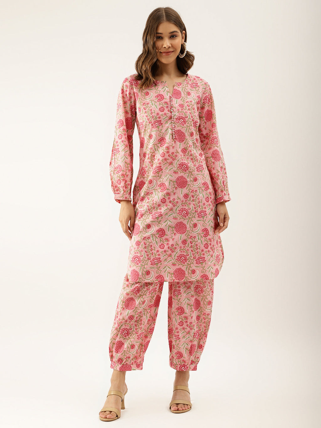 Noe Velarro Pink Floral Print Cotton Co-ord set