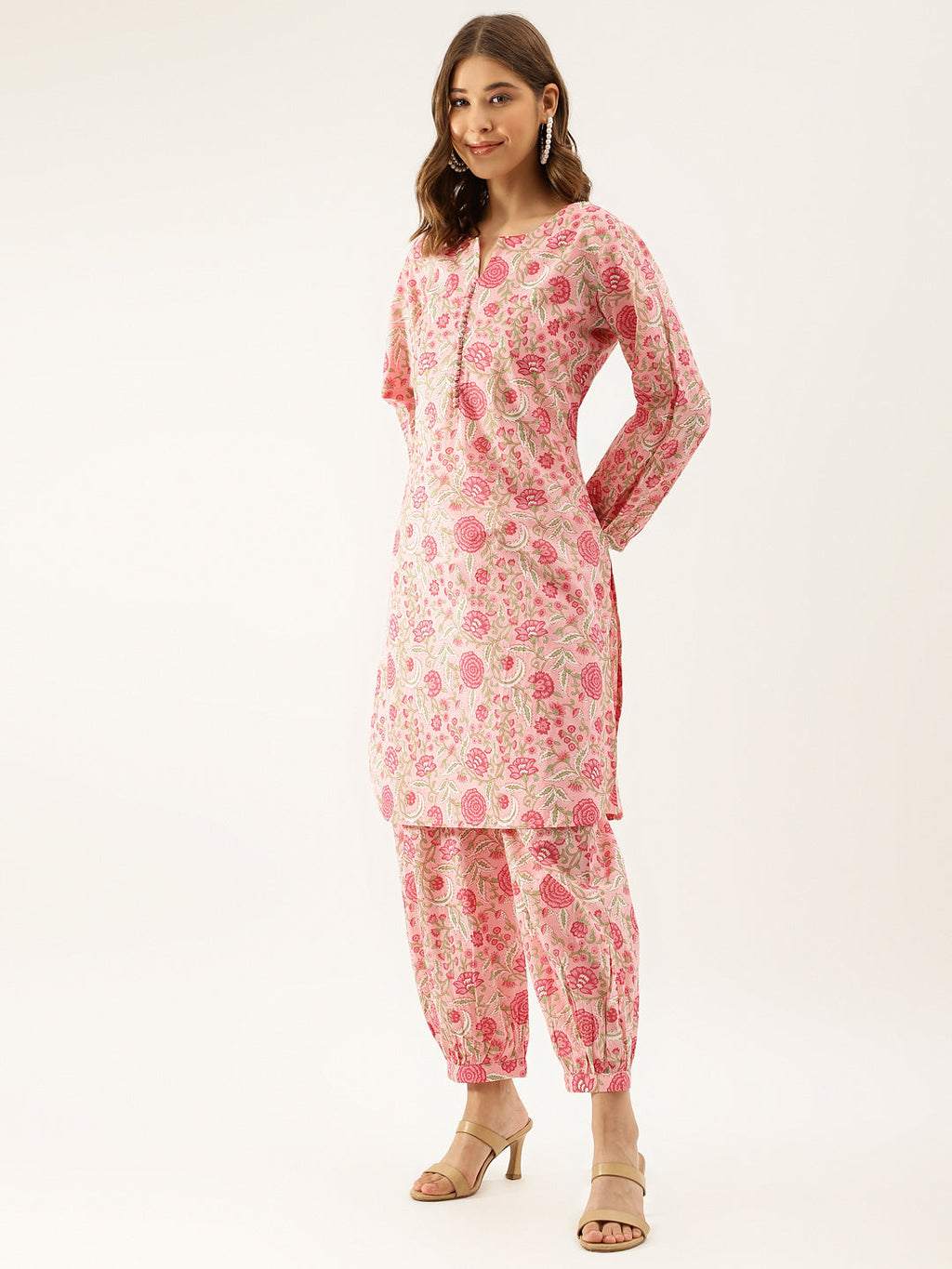 Noe Velarro Pink Floral Print Cotton Co-ord set