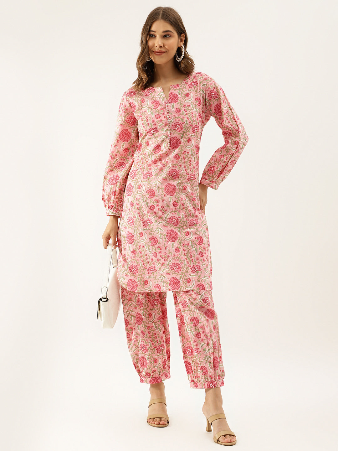 Noe Velarro Pink Floral Print Cotton Co-ord set