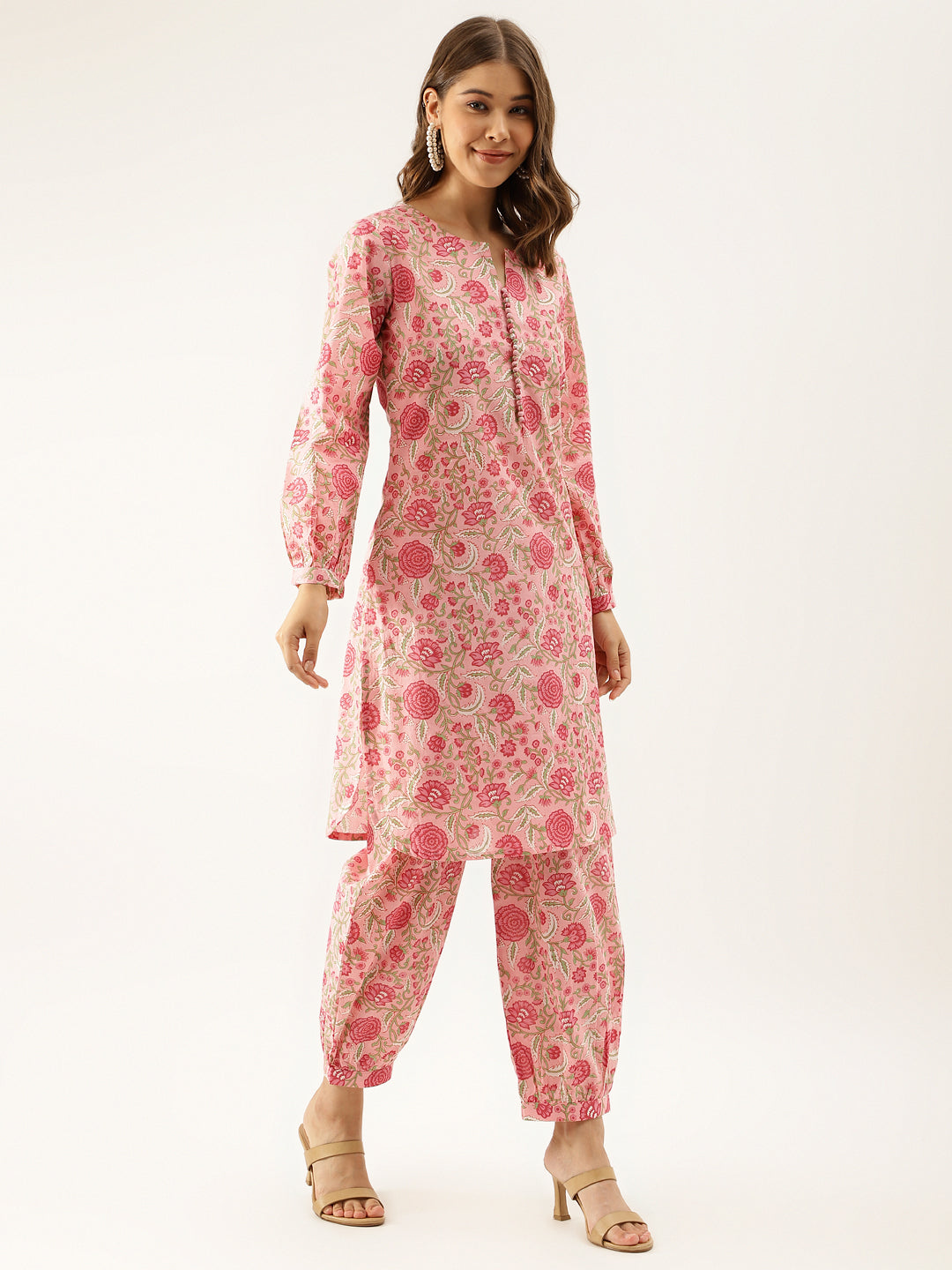 Noe Velarro Pink Floral Print Cotton Co-ord set
