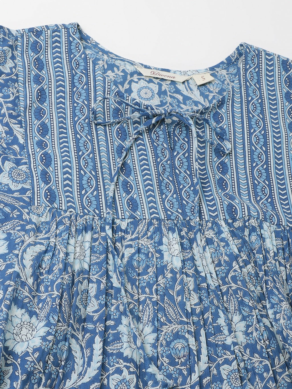 Noe Velarro Blue  Printed Cotton Peplum top