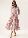 Noe Velarro Floral Printed Cotton Ethnic Dress for Women