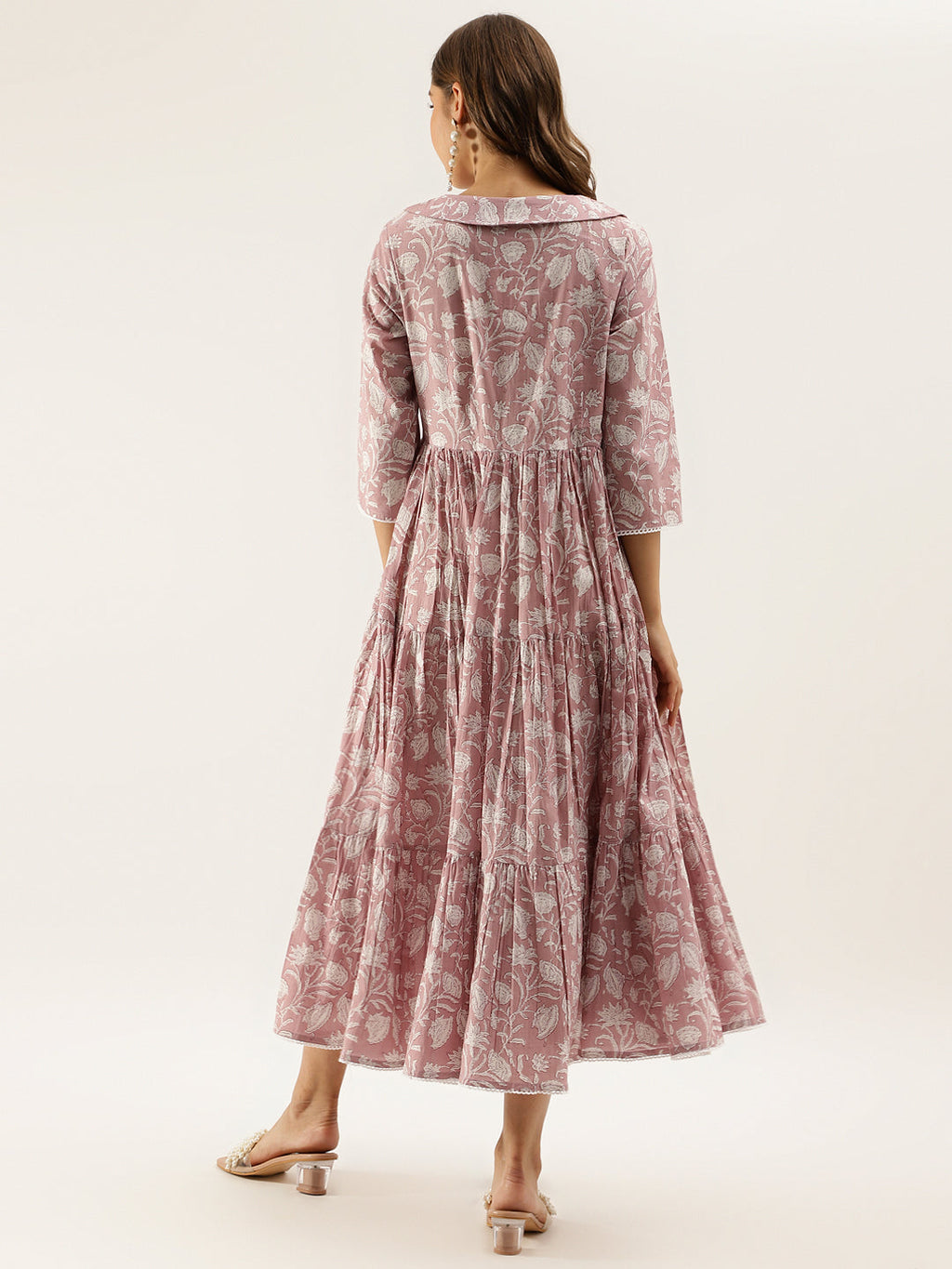 Noe Velarro Floral Printed Cotton Ethnic Dress for Women
