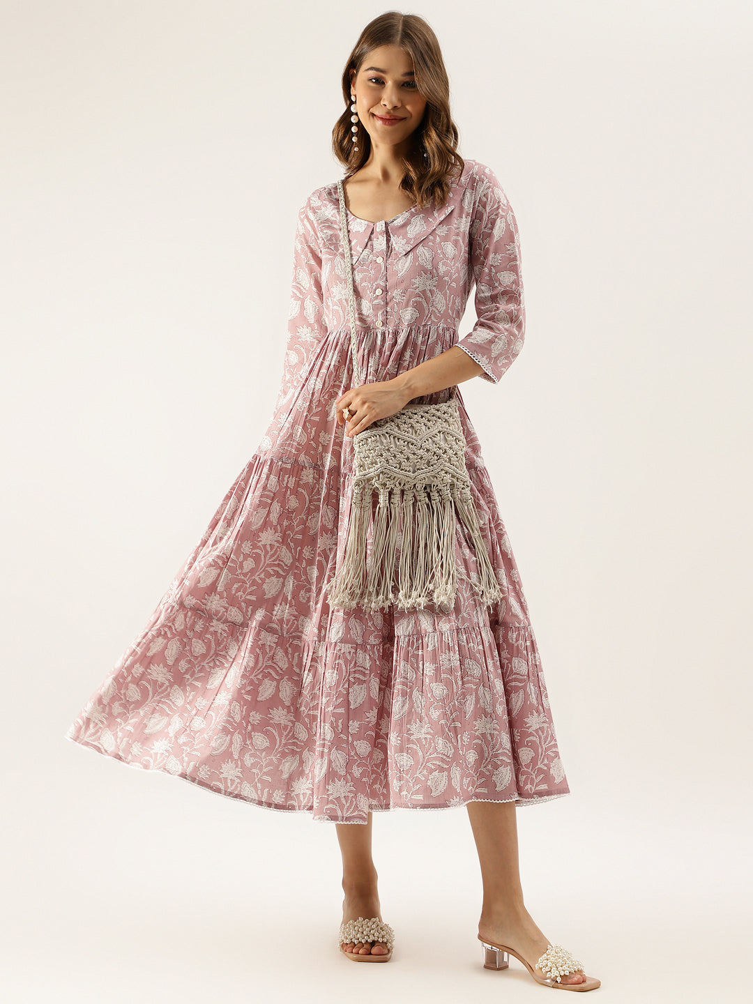 Noe Velarro Floral Printed Cotton Ethnic Dress for Women