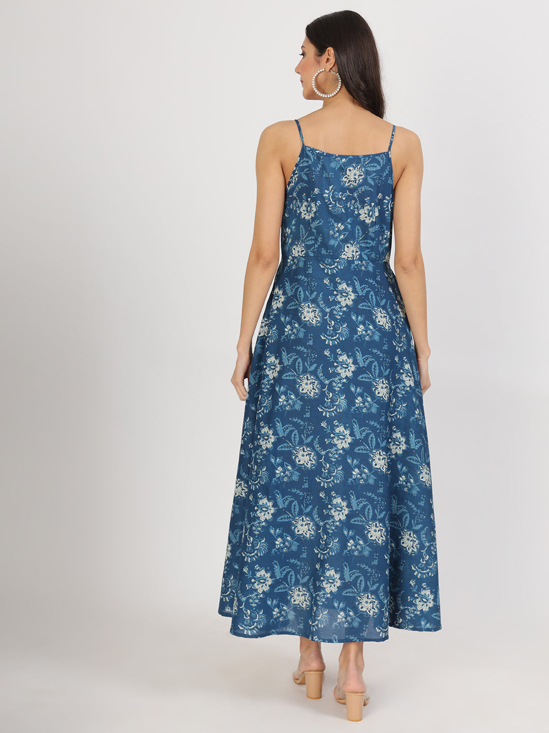 Noe Velarro Indigo Blue Cotton Long Dress for Women
