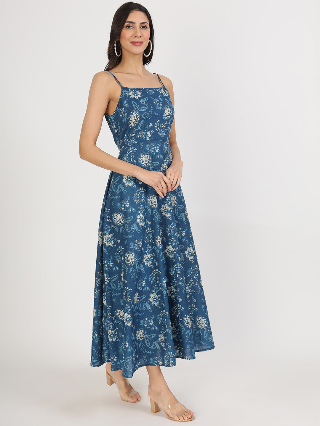 Noe Velarro Indigo Blue Cotton Long Dress for Women