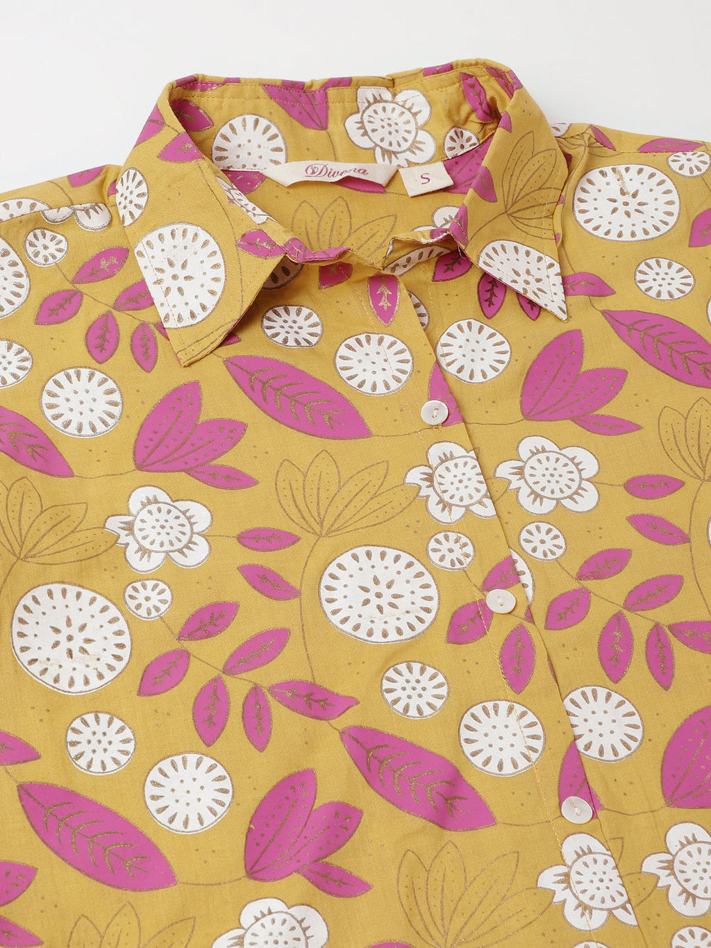 Noe Velarro Mustard Floral Print Cotton Co-ord Set