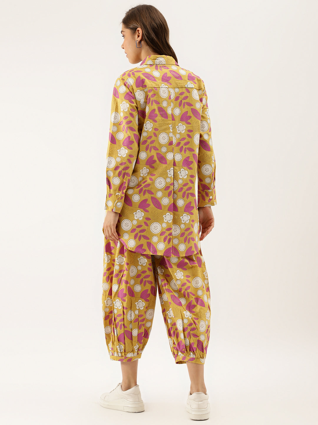 Noe Velarro Mustard Floral Print Cotton Co-ord Set