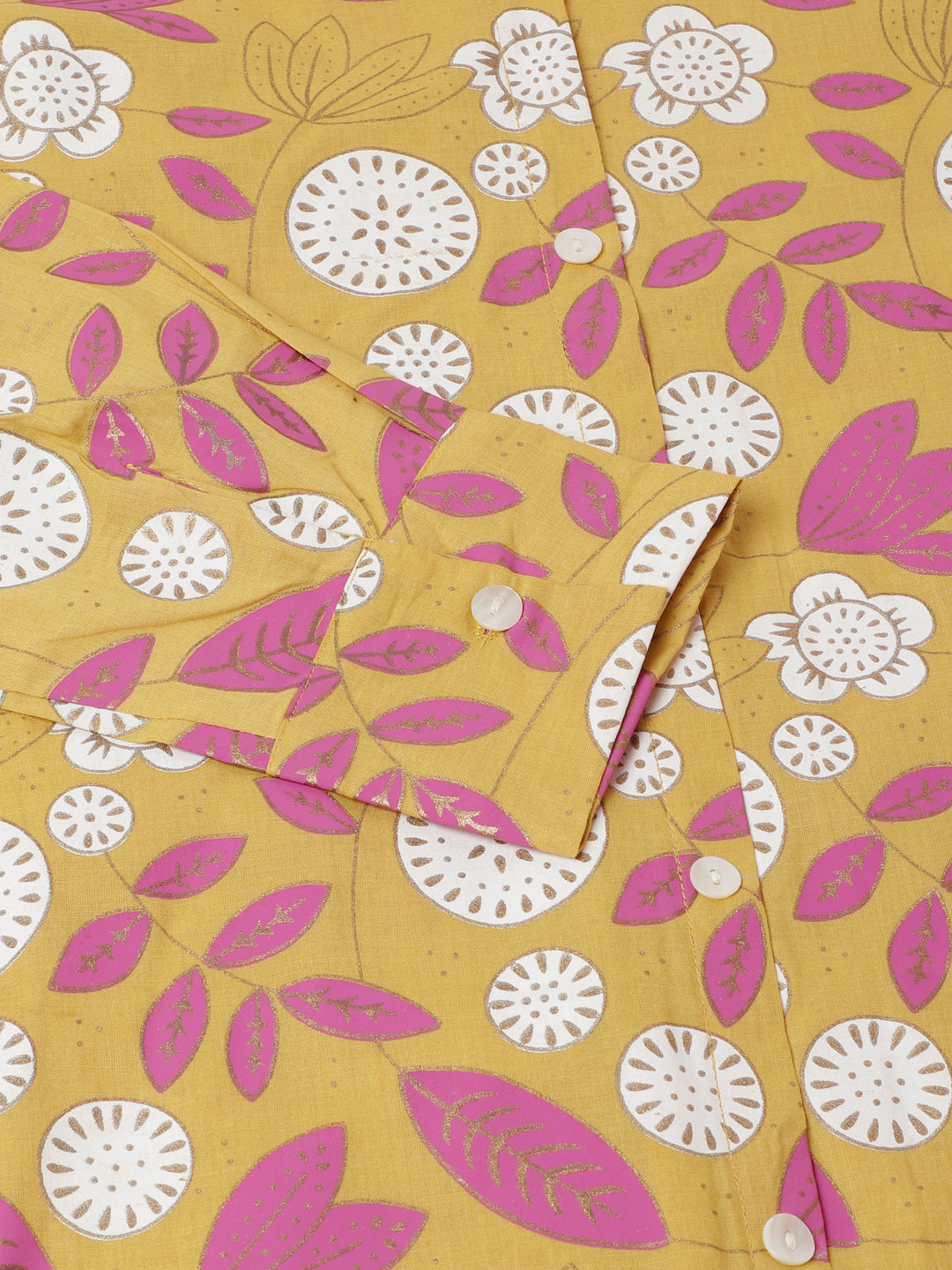 Noe Velarro Mustard Floral Print Cotton Co-ord Set