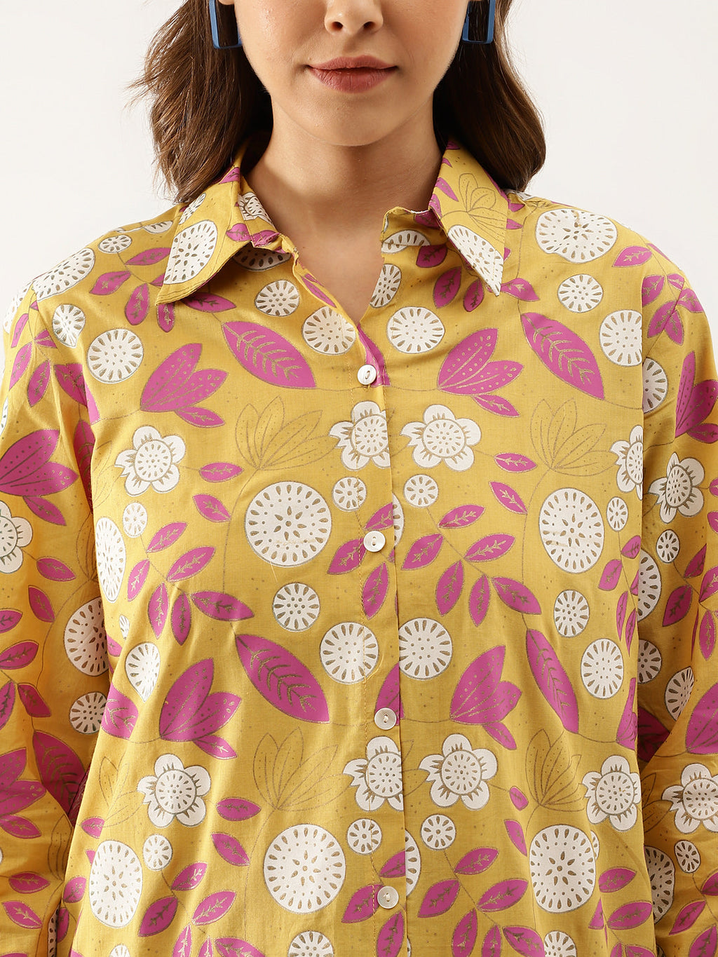 Noe Velarro Mustard Floral Print Cotton Co-ord Set