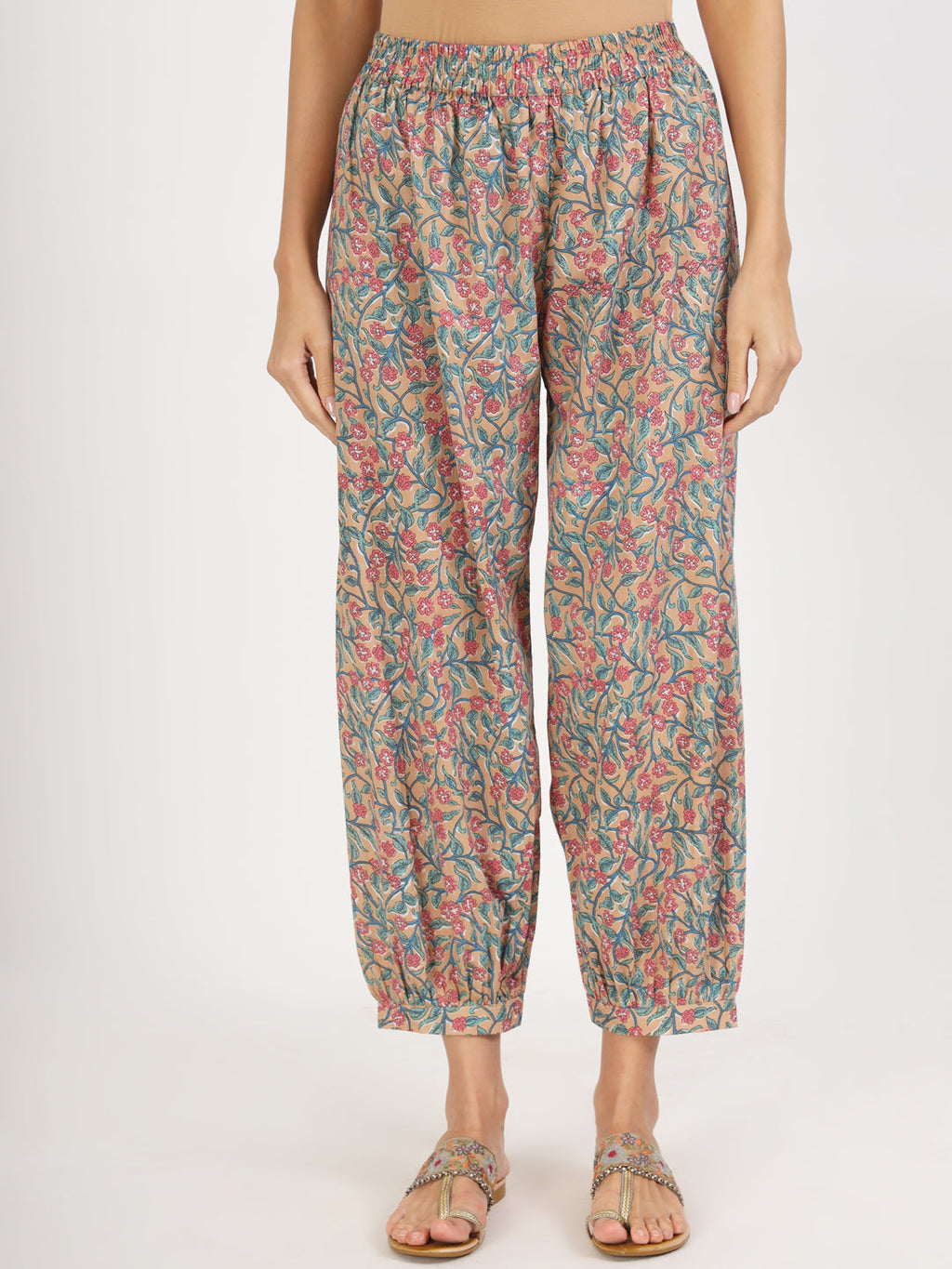 Noe Velarro Beige Floral Printed Cotton Co-ord Set