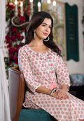 Noe Velarro White & Pink Floral Printed Cotton Kurta with Trouser